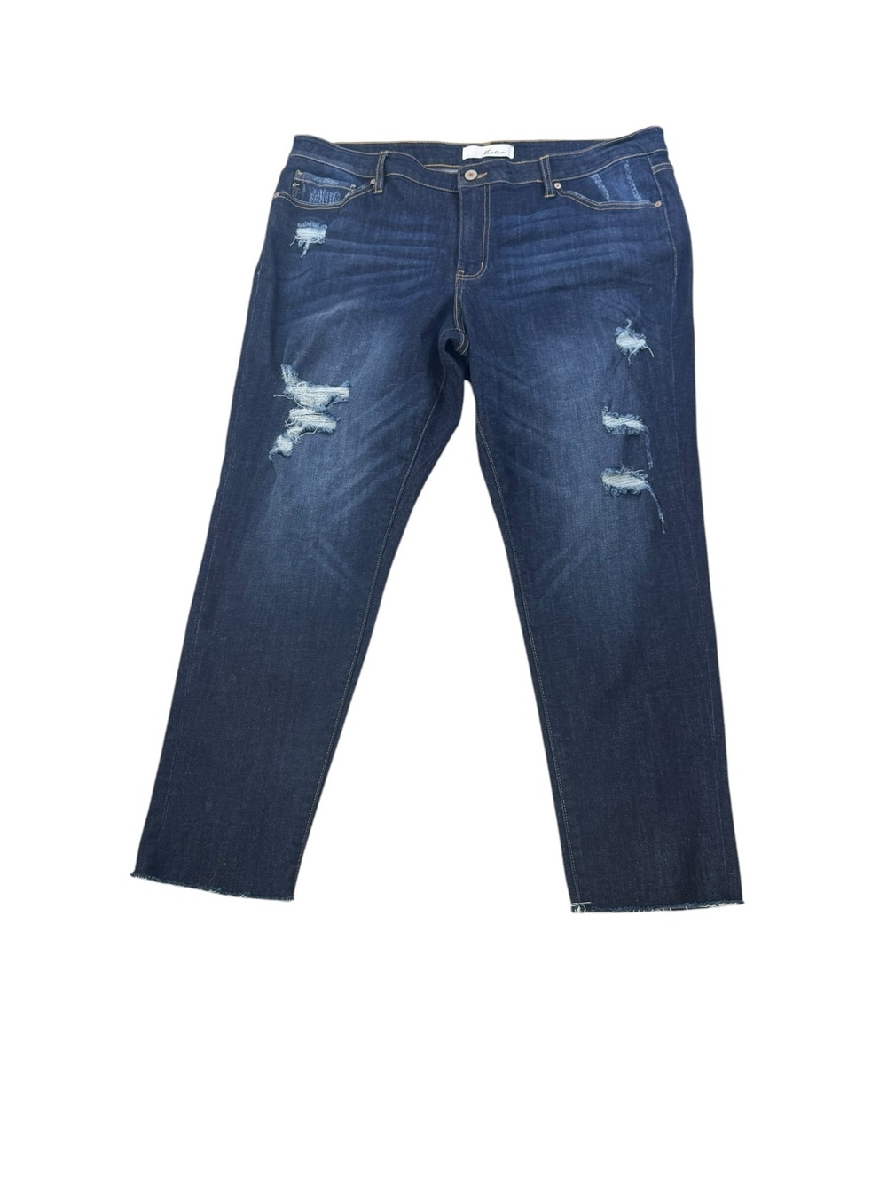 KanCan Womens Distressed Relaxed‎ Straight Leg Jeans Plus Size 3XL Indigo Denim